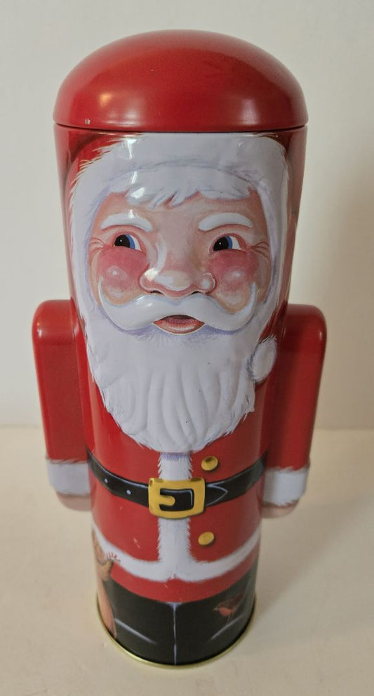 Standing Holiday Santa-shaped tin