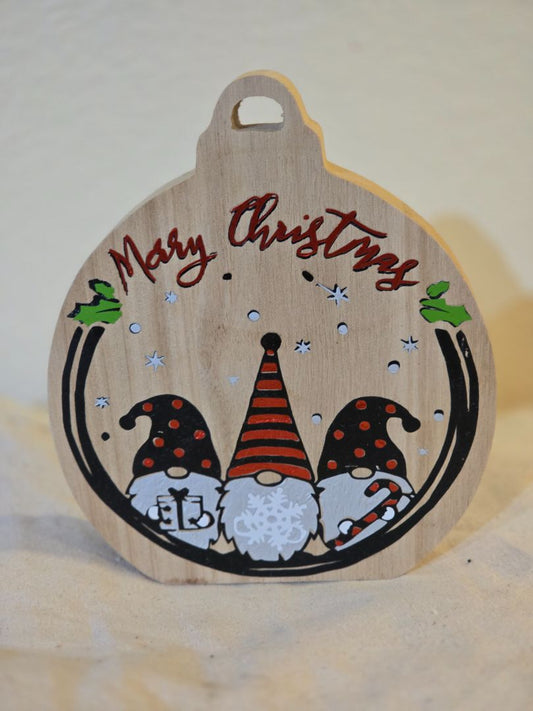 Wood Handmade Wood Christmas block #2, 6.5 x 7.5 x1.5