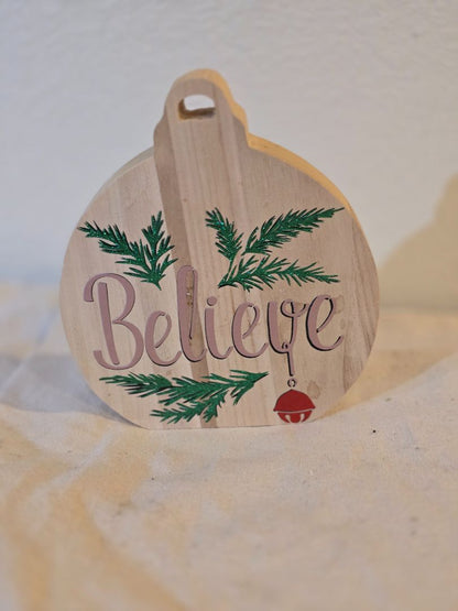 Handmade Wood Christmas block #1, 6.5 x 7.5 x1.5