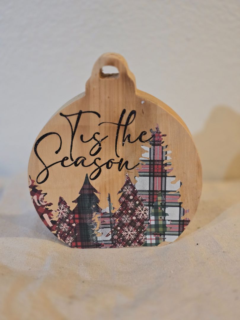 Handmade Wood Christmas block #1, 6.5 x 7.5 x1.5