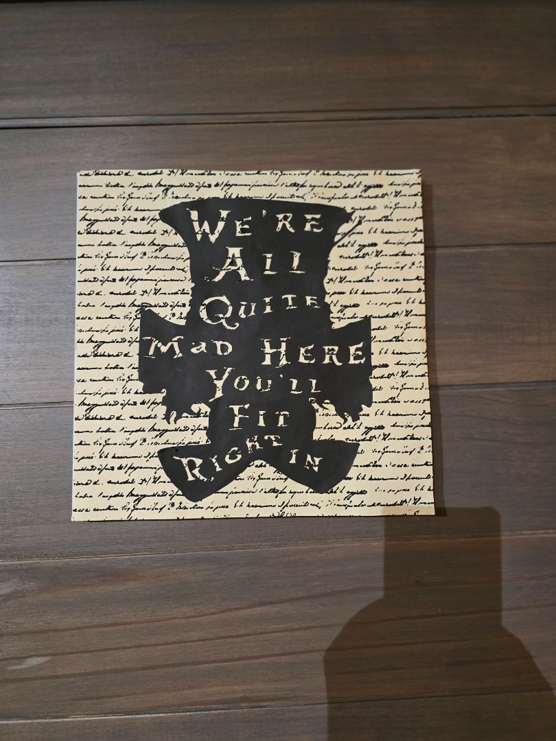 Black Handmade Mad Hatter Canvas, 12 x 12