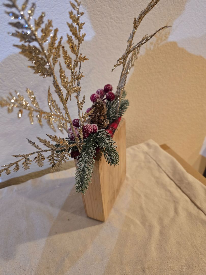 Red Handmade Reindeer Block, 5 x 14 x 2