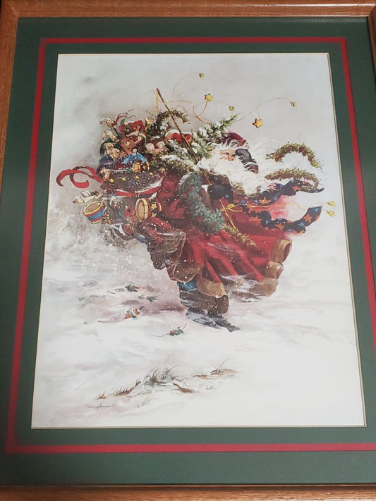 By Peggy Abrams Windswept Santa signed print
