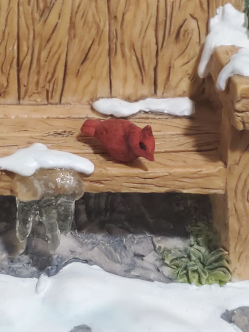 Snow village by Studio 56 Mill creek park bench