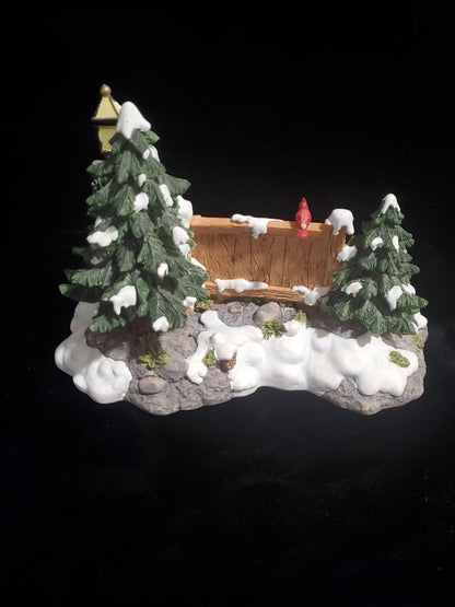 Snow village by Studio 56 Mill creek park bench