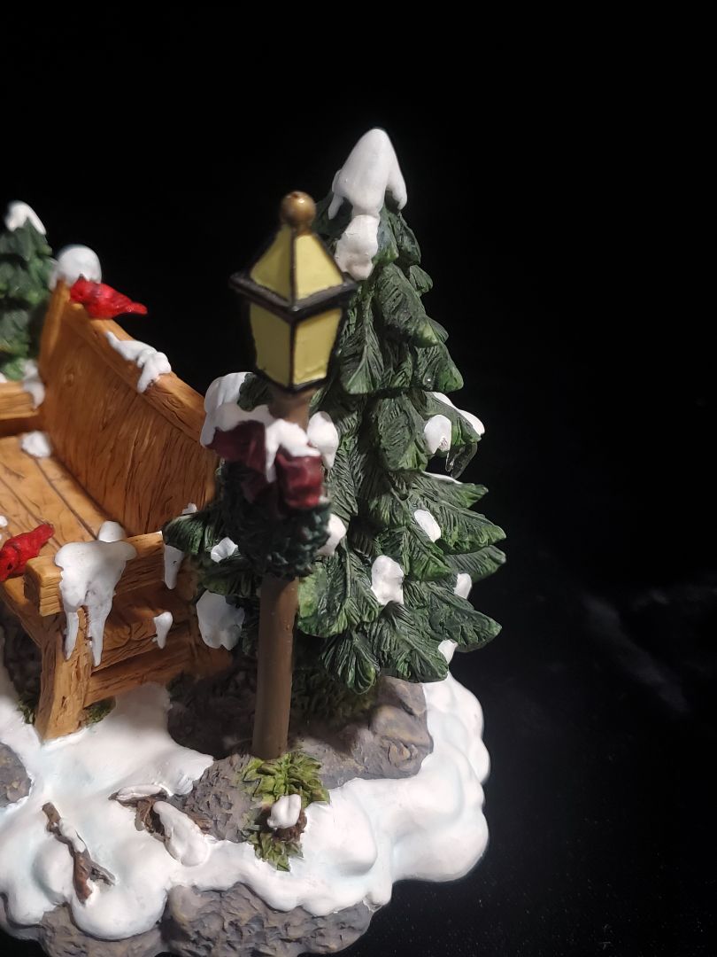 Snow village by Studio 56 Mill creek park bench