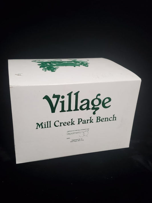 Snow village by Studio 56 Mill creek park bench