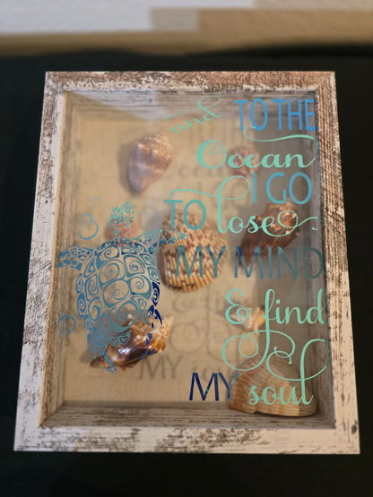 Handmade Seashell Shadow Box, 11.24 x 9.25 x 2.25