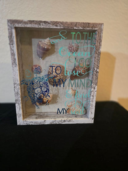 Handmade Seashell Shadow Box, 11.24 x 9.25 x 2.25