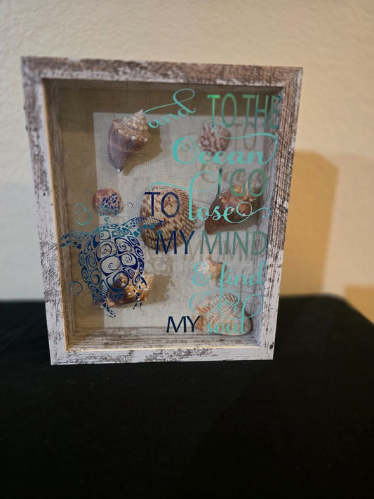 Handmade Seashell Shadow Box, 11.24 x 9.25 x 2.25