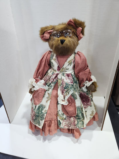 Teddy Bear-Once Upon a Bear with Stand Pink Dress Linda Rich Signed