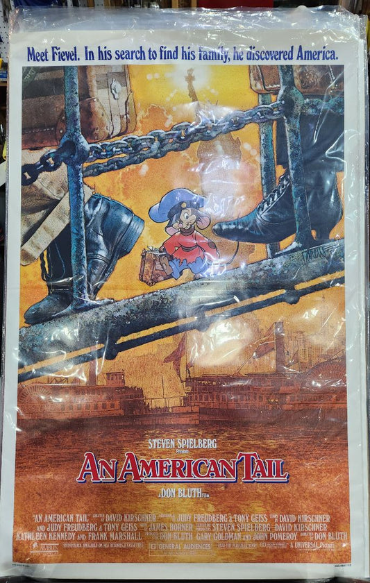 Rolled- Preowned- Used in Movie Theatre Original Movie Poster- 1986 American Tail