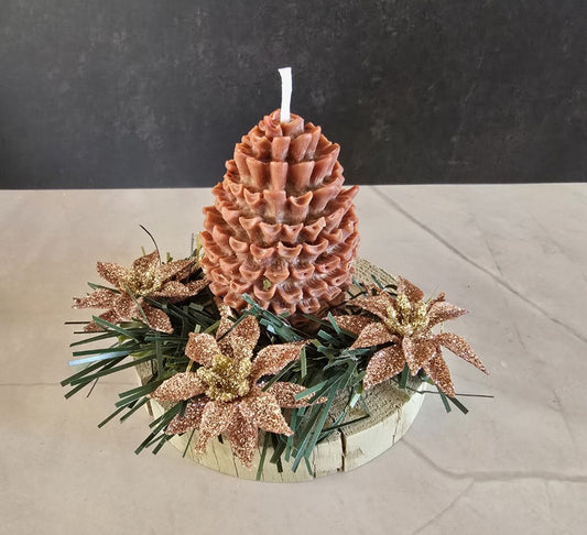 Brown Handmade Pinecone Candle Holder, 4 x 4