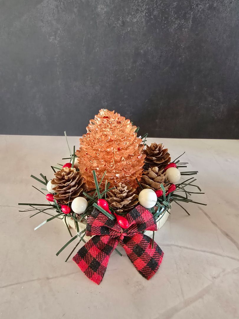Red Handmade Pinecone Risen Decoration, 4 x 4