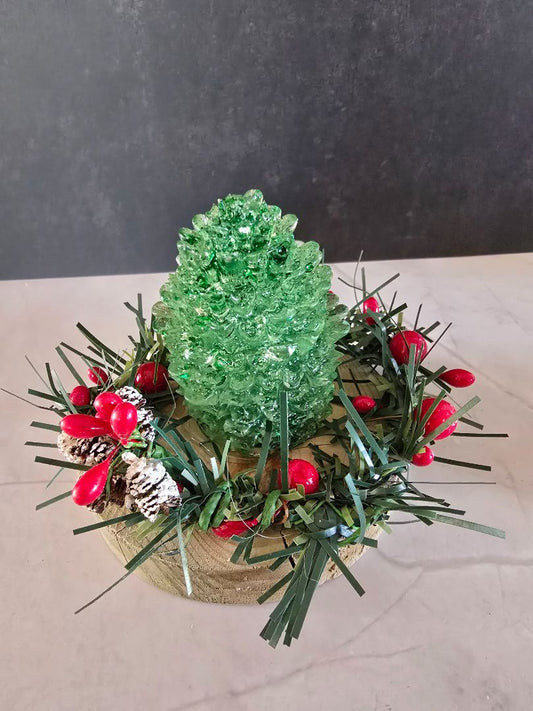 green Handmade Pinecone Risen Decoration, 4 x 4