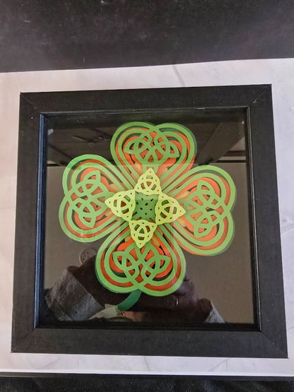 Green Handmade Irish Clover Shadow Box