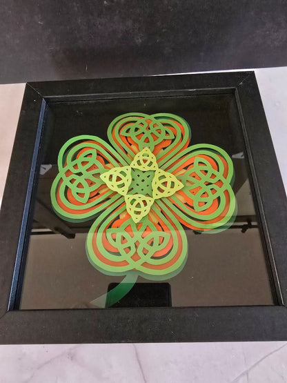Green Handmade Irish Clover Shadow Box