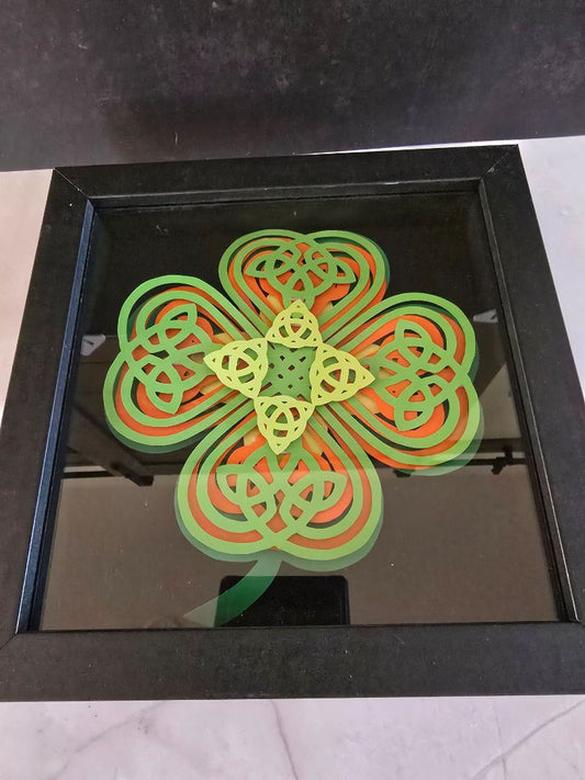 Green Handmade Irish Clover Shadow Box