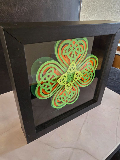 Green Handmade Irish Clover Shadow Box