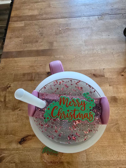 Christmas Handmade Resin Stanley Lid Topper 40 oz, 3.5 x 9