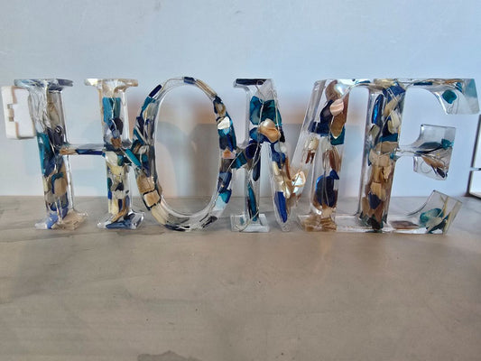 Blue Handmade Resin Home, 9.5 x 3 x 1