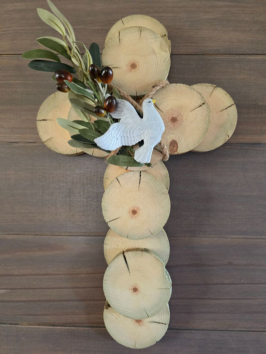 Handmade Wood Slice Wreath, 18 x 11