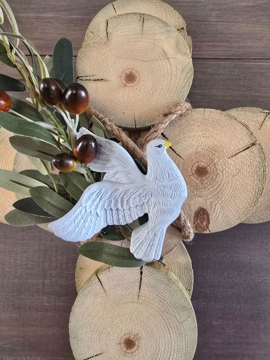 Handmade Wood Slice Wreath, 18 x 11