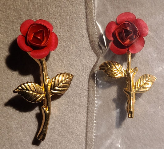 Red & Yellow Gold  Brooch-Red Rose