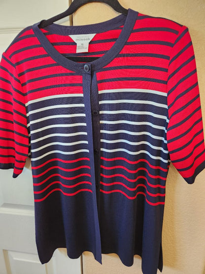 Misook Shirt Red/Navy, XL