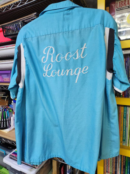 Teal black and white Hilton Rockabilly Bowling shirt