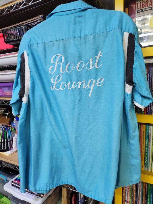 Teal black and white Hilton Rockabilly Bowling shirt
