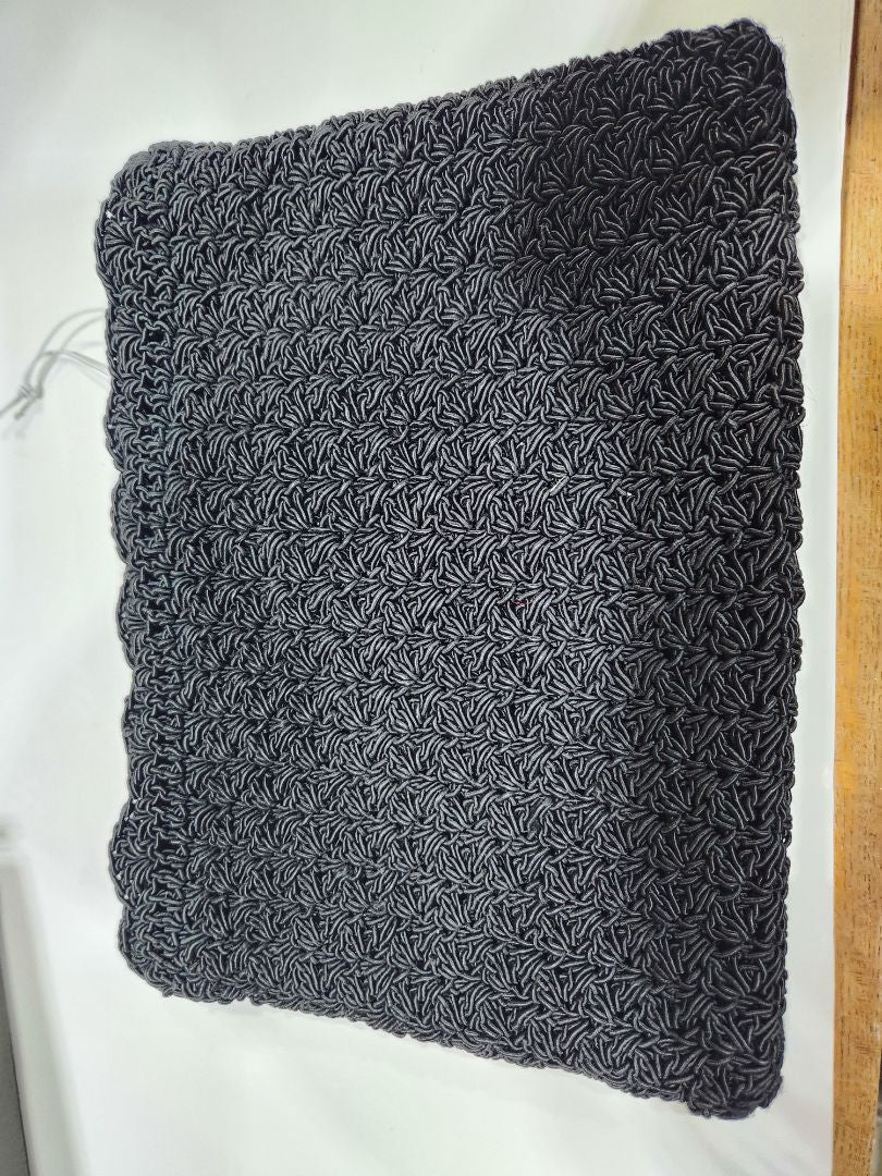 Black crochet clutch zipper top