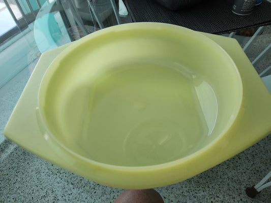 Tupperware yellow 2 handle bowl