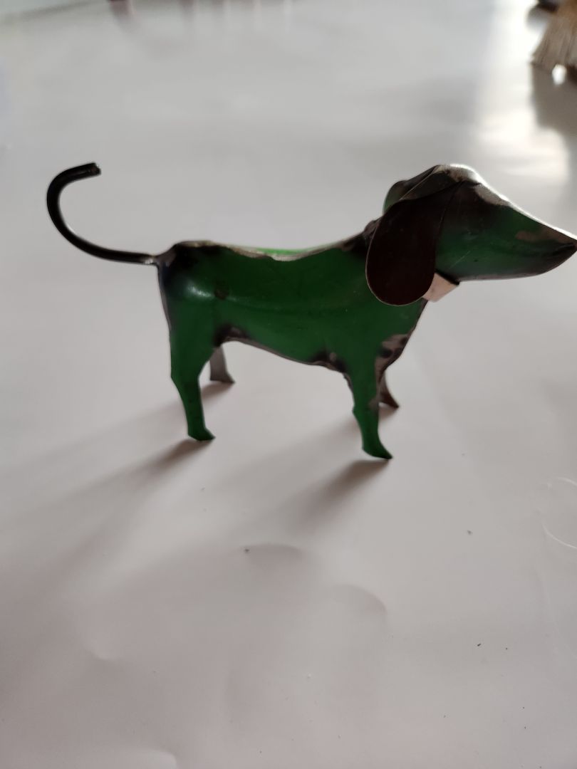 Metal Green Dog- Handmade