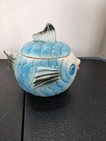 FISH BOWL BLUE AND WHITE