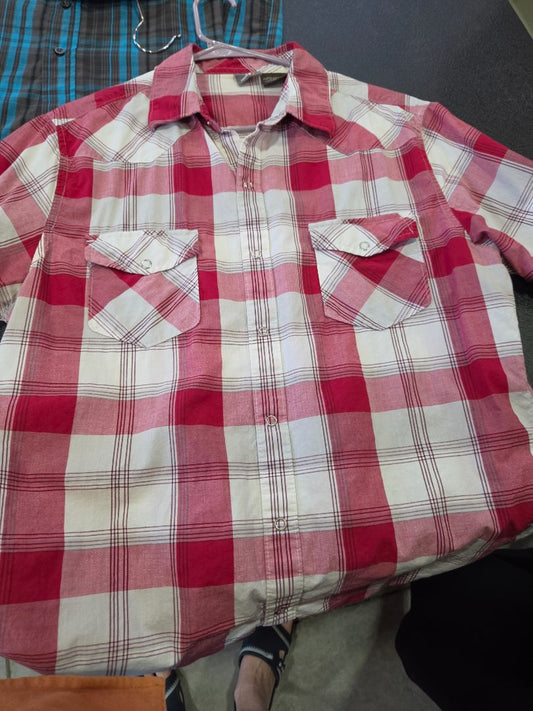 Mens Cowboy plaid shirt red/white