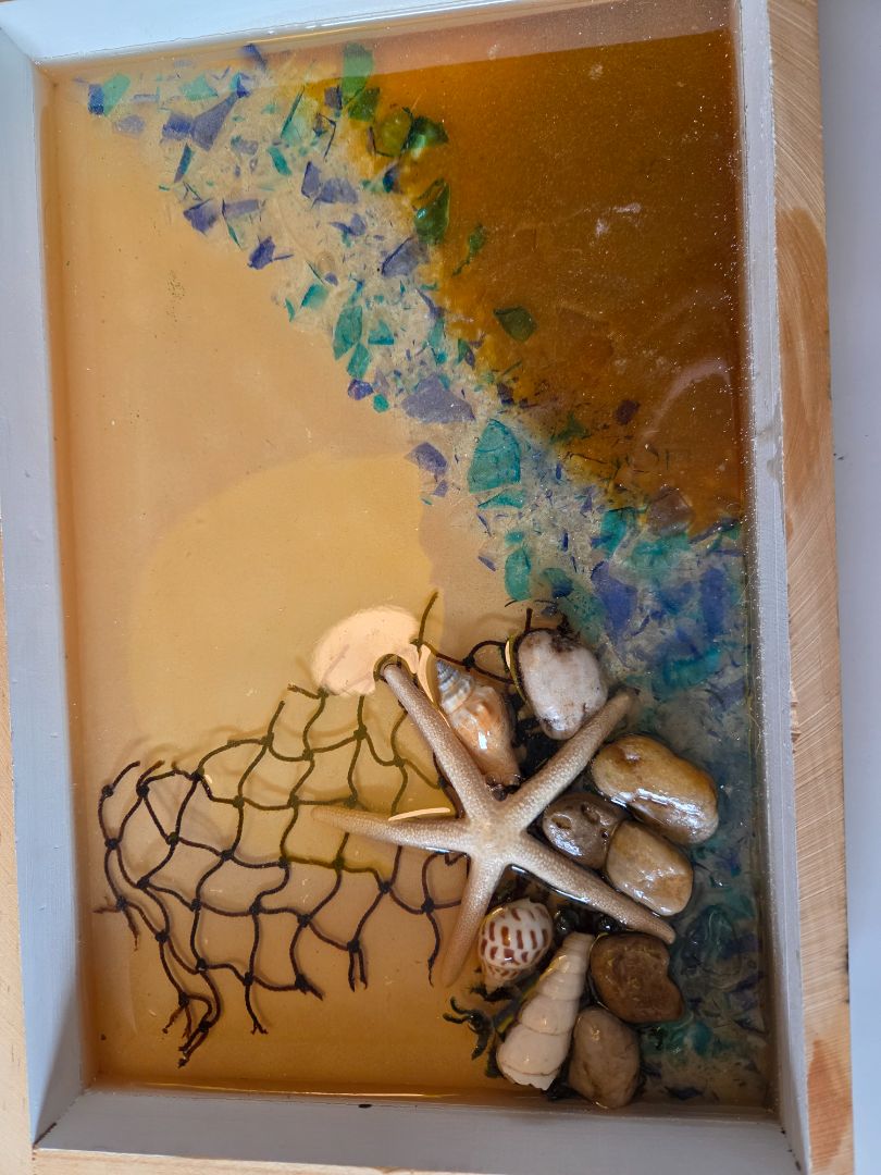 Acrylic Beach Scene with seashells