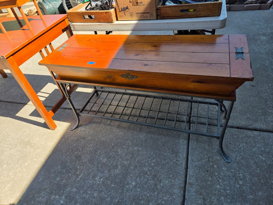 Wood and metal entry table with drawer
