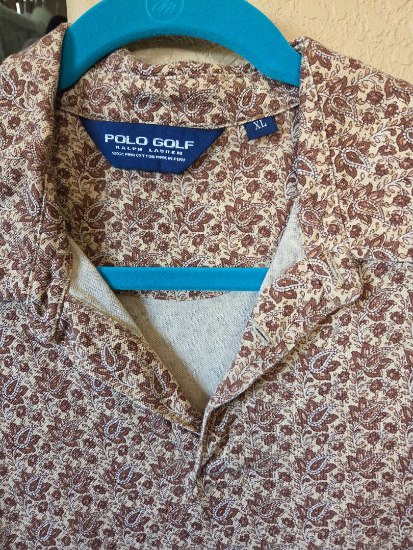 Brown and white polo shirt, xl