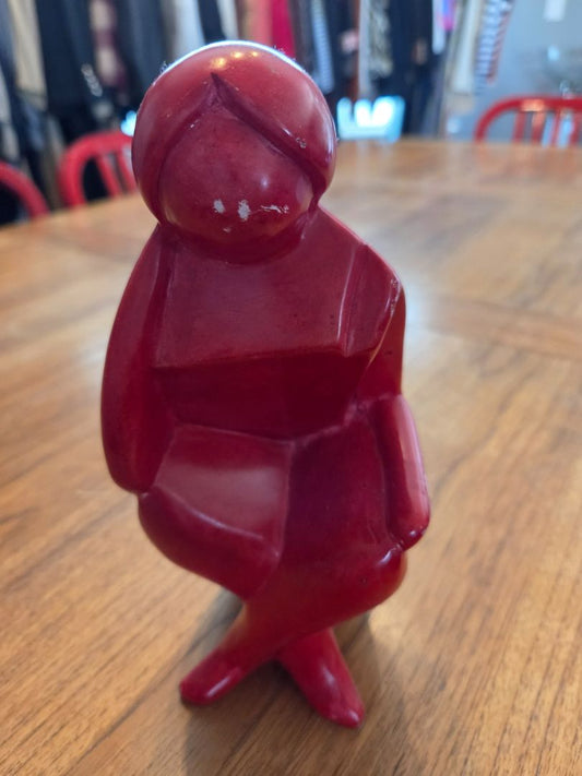 Red Sitting Women Sculpture