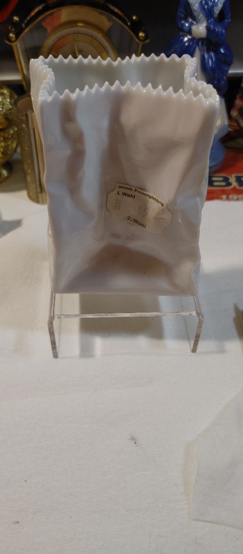 White Rosenthal Rosenthal "Paper Bag" vase designed by Tapio Wirkkala, 6"
