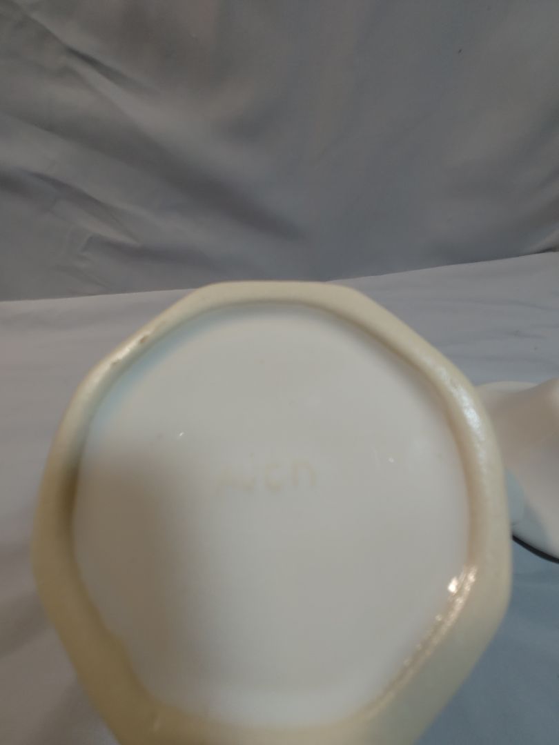 White and Blue Avon 1970 Avon Ceramic Teapot with Blue Flowers, 6.25"