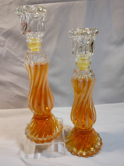 Clear Opalique Glass Avon Avon Opalique Candlestick Bottles Cologne, 9.5"