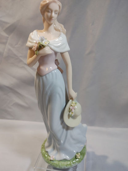 Blue, Pink, White Pastels Avon Avon Moments & Memories "A Spring Stroll" porcelain figurine Figurine, 9"