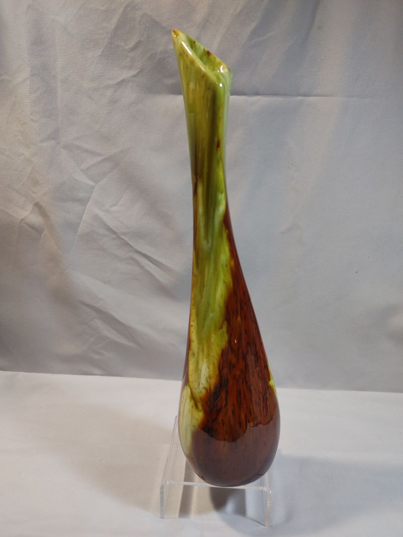 Green  Drip Glaze Long Necked Vase