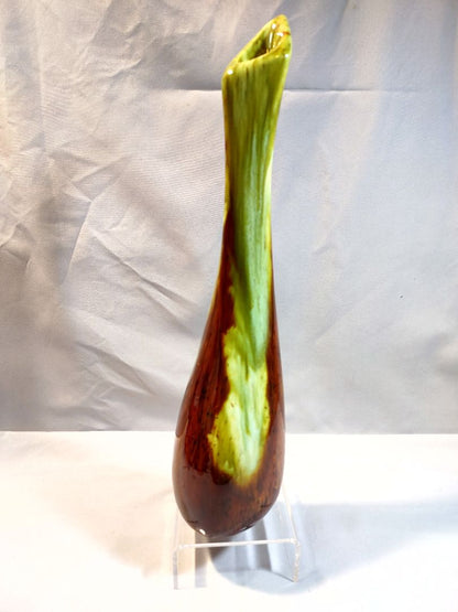 Green  Drip Glaze Long Necked Vase