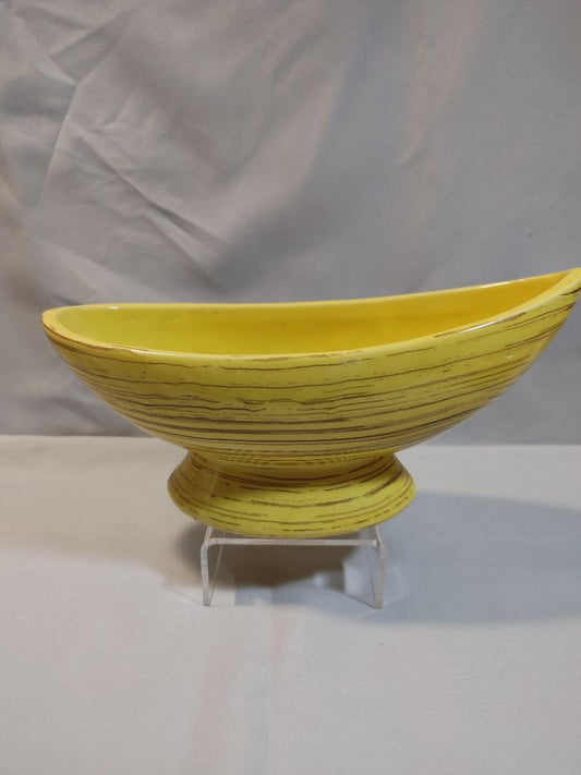 Yellow with Brown Pinstripe Details McCoy Harmony Line Yellow McCoy Pottery Harmony Line planter-bowl, 3.5" X 6"