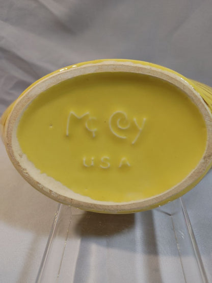 Yellow with Brown Pinstripe Details McCoy Harmony Line Yellow McCoy Pottery Harmony Line planter-bowl, 3.5" X 6"