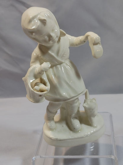 1960 White Celadon Figurine, Monochromatic Hummel style, #2, 5"