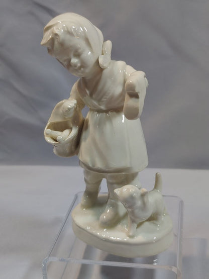 1960 White Celadon Figurine, Monochromatic Hummel style, #2, 5"